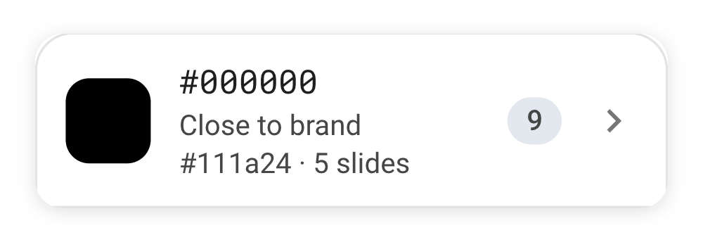 A Decksure issue: #000000, close to brand #111a24, on 5 slides